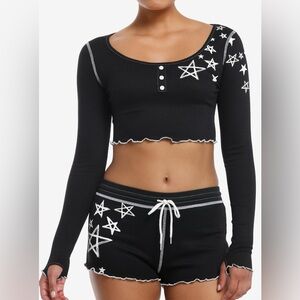 Social collision Black Star Print lounge/pj set